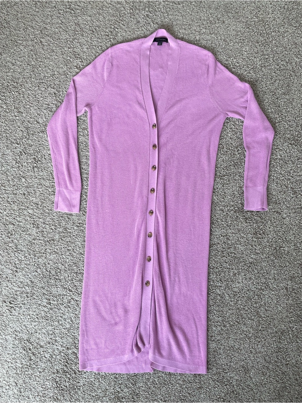 Ann Taylor Lilac Long-Sleeve Button-Front Knit Dress
